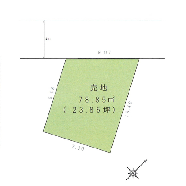 上尾駅　徒歩22分　土地面積:78.85平米 ( 23.85坪 )　