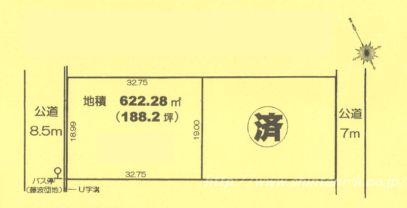 桶川駅　徒歩35分　土地面積:622.28平米 ( 188.23坪 )　